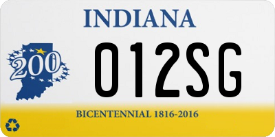 IN license plate 012SG