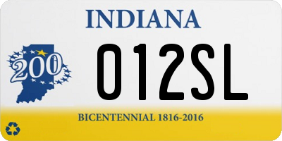 IN license plate 012SL