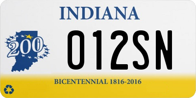 IN license plate 012SN