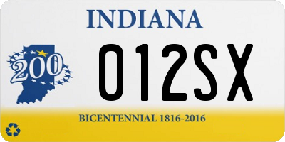 IN license plate 012SX