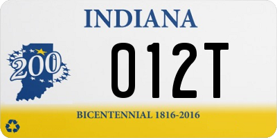 IN license plate 012T