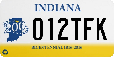 IN license plate 012TFK