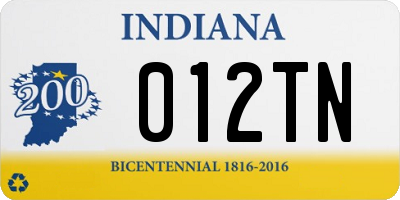 IN license plate 012TN