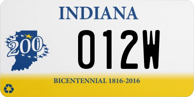 IN license plate 012W