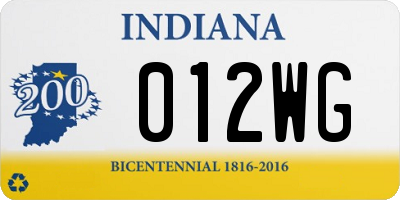 IN license plate 012WG