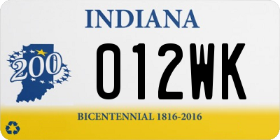 IN license plate 012WK
