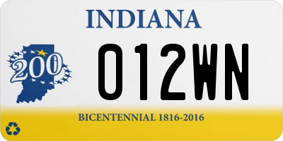 IN license plate 012WN