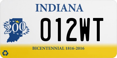 IN license plate 012WT