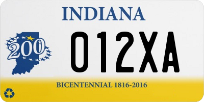 IN license plate 012XA