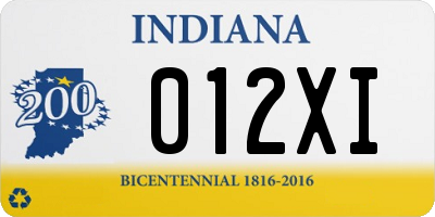 IN license plate 012XI