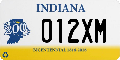 IN license plate 012XM