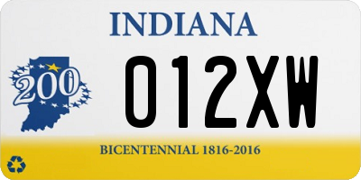 IN license plate 012XW