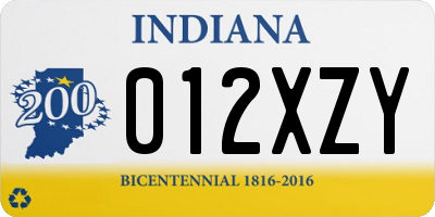 IN license plate 012XZY