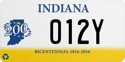 IN license plate 012Y