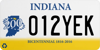 IN license plate 012YEK