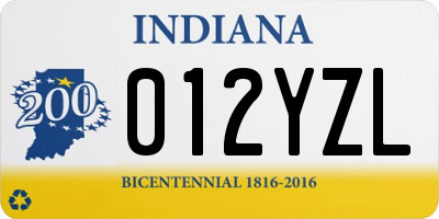 IN license plate 012YZL