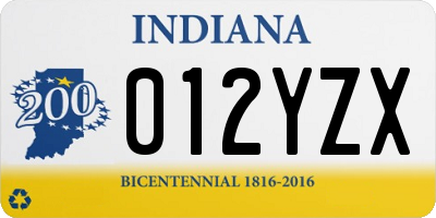 IN license plate 012YZX