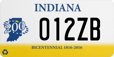 IN license plate 012ZB