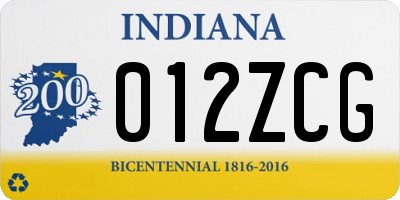 IN license plate 012ZCG