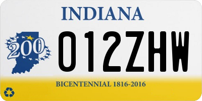 IN license plate 012ZHW