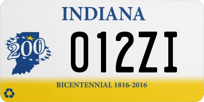 IN license plate 012ZI