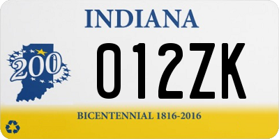 IN license plate 012ZK