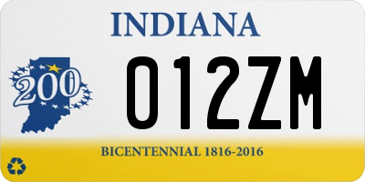 IN license plate 012ZM