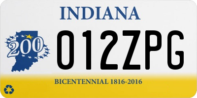 IN license plate 012ZPG