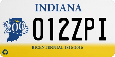 IN license plate 012ZPI