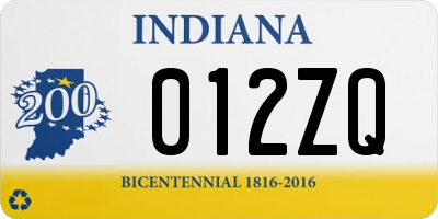 IN license plate 012ZQ