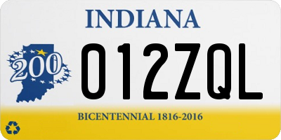 IN license plate 012ZQL