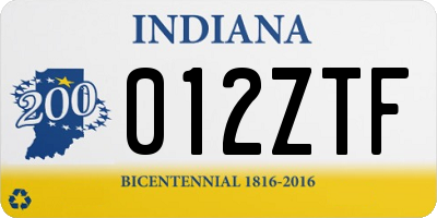 IN license plate 012ZTF