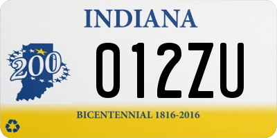 IN license plate 012ZU