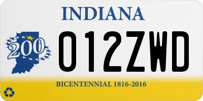 IN license plate 012ZWD