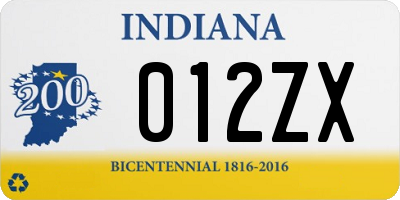 IN license plate 012ZX