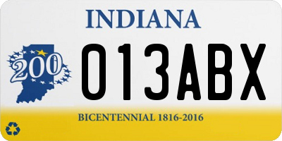 IN license plate 013ABX