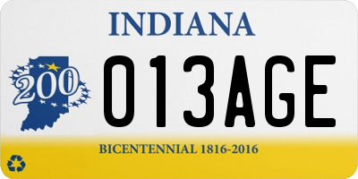 IN license plate 013AGE