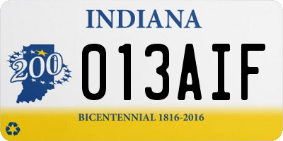 IN license plate 013AIF
