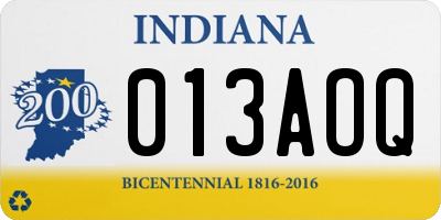 IN license plate 013AOQ
