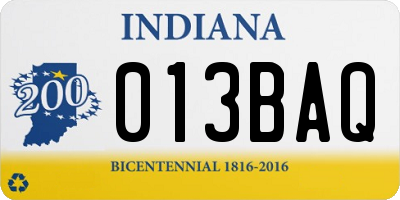 IN license plate 013BAQ