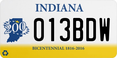 IN license plate 013BDW