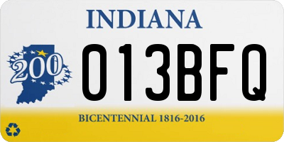 IN license plate 013BFQ