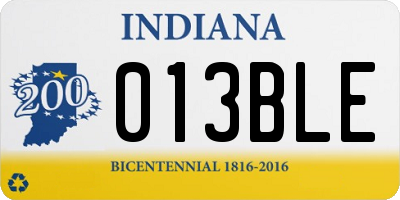 IN license plate 013BLE