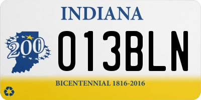 IN license plate 013BLN