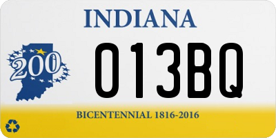 IN license plate 013BQ