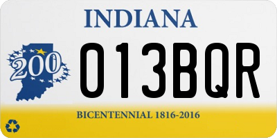 IN license plate 013BQR