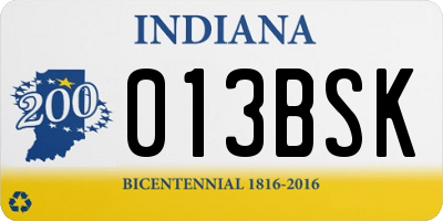 IN license plate 013BSK