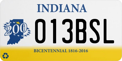 IN license plate 013BSL