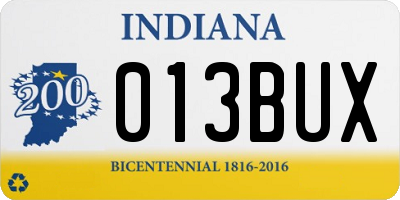 IN license plate 013BUX
