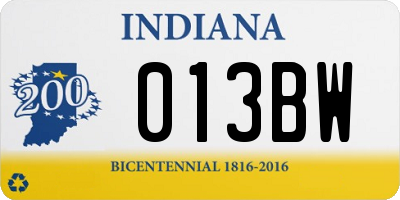 IN license plate 013BW